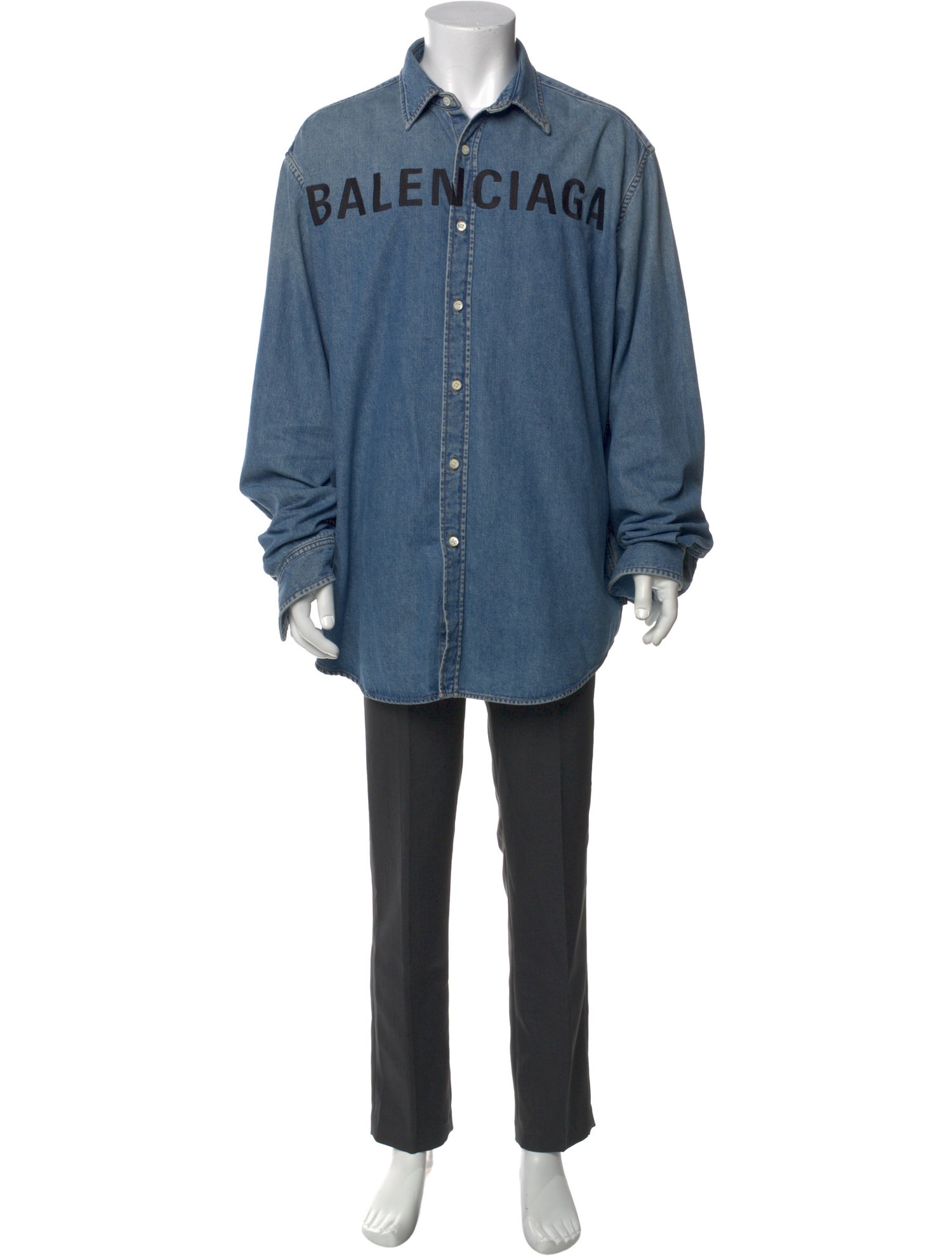 Balenciaga 2020 Graphic Print Denim Shirt