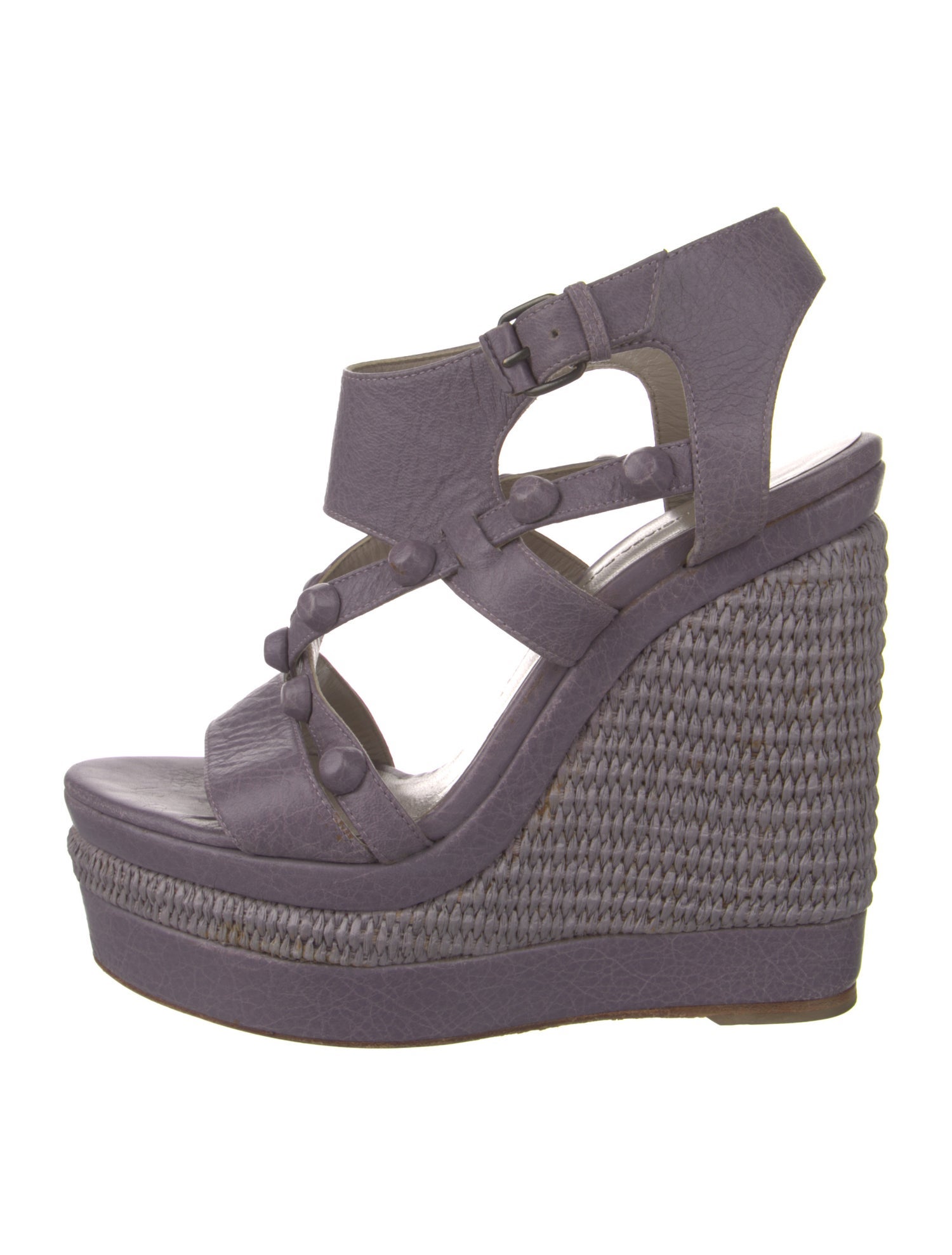 Balenciaga Leather Studded Accents Espadrilles