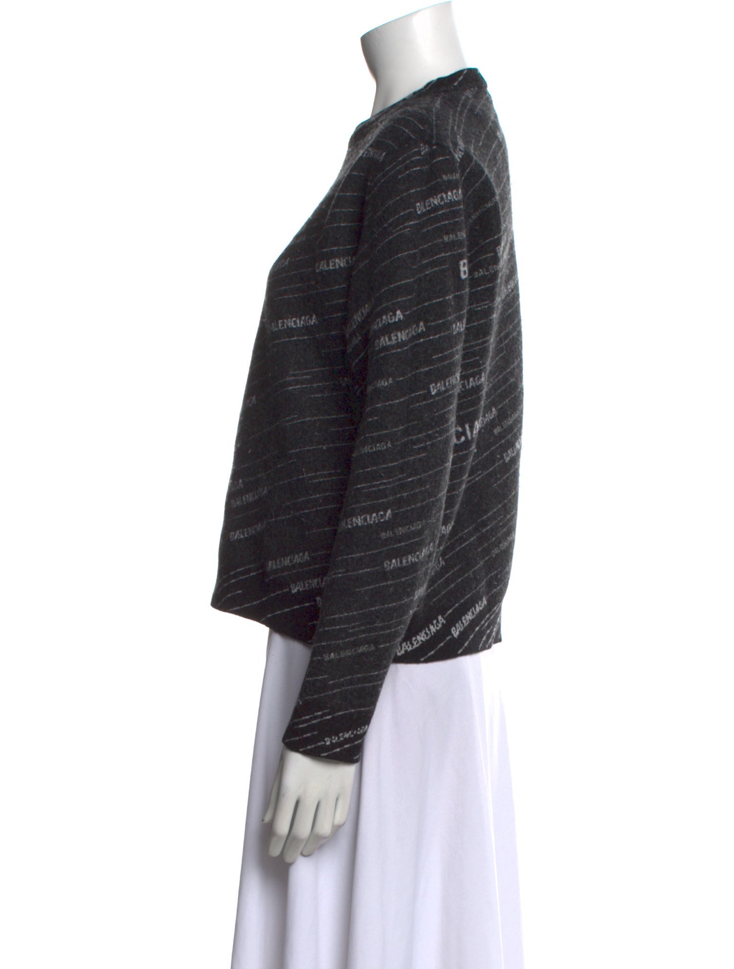 Balenciaga All Over Logo Virgin Wool Sweater