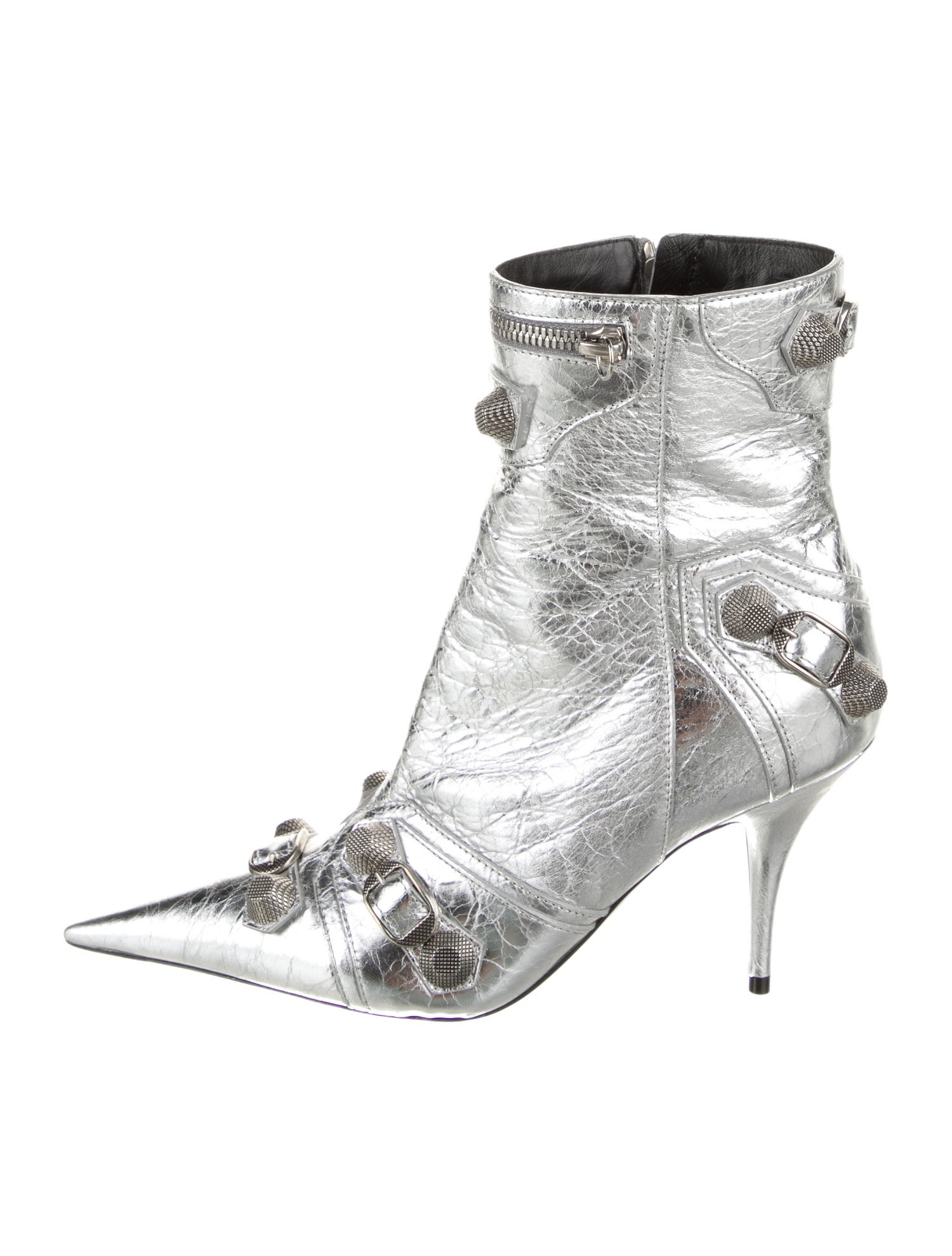 Balenciaga Leather Studded Accents Boots