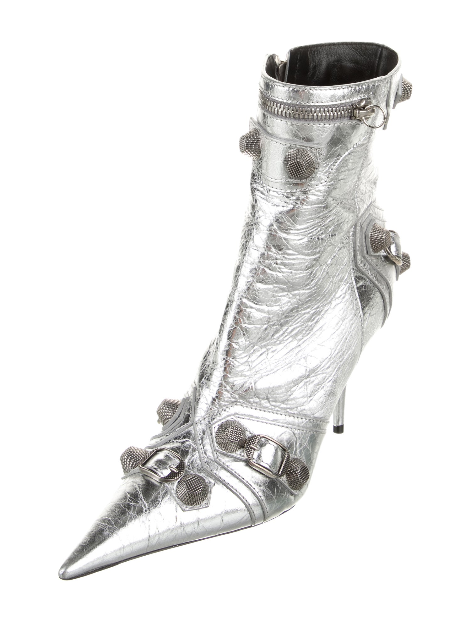 Balenciaga Leather Studded Accents Boots