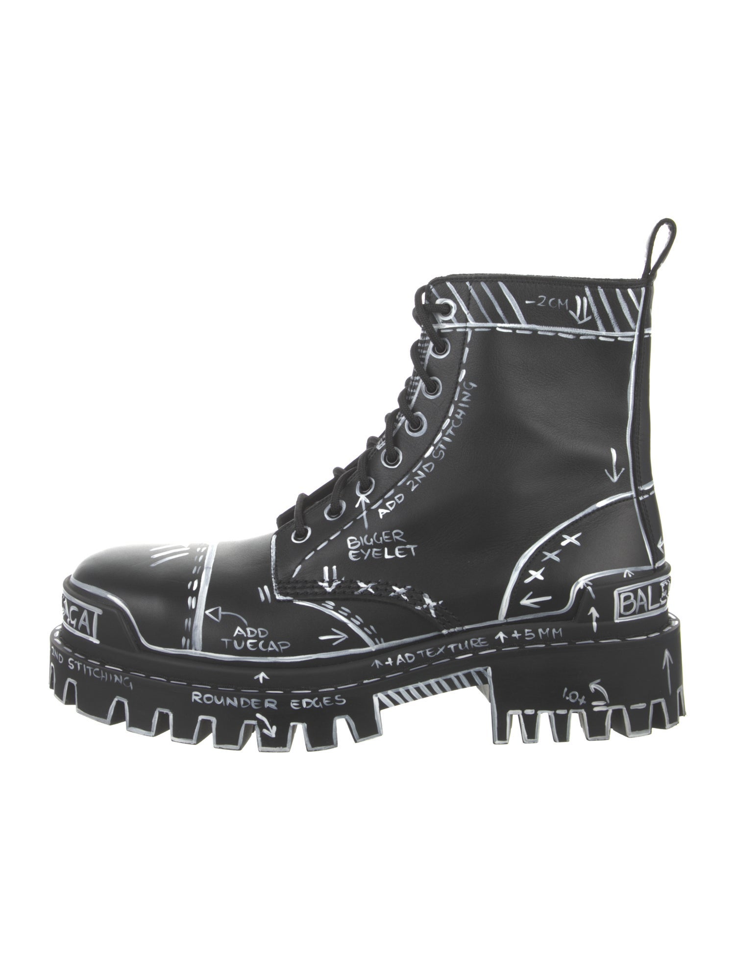 Balenciaga Leather Printed Combat Boots