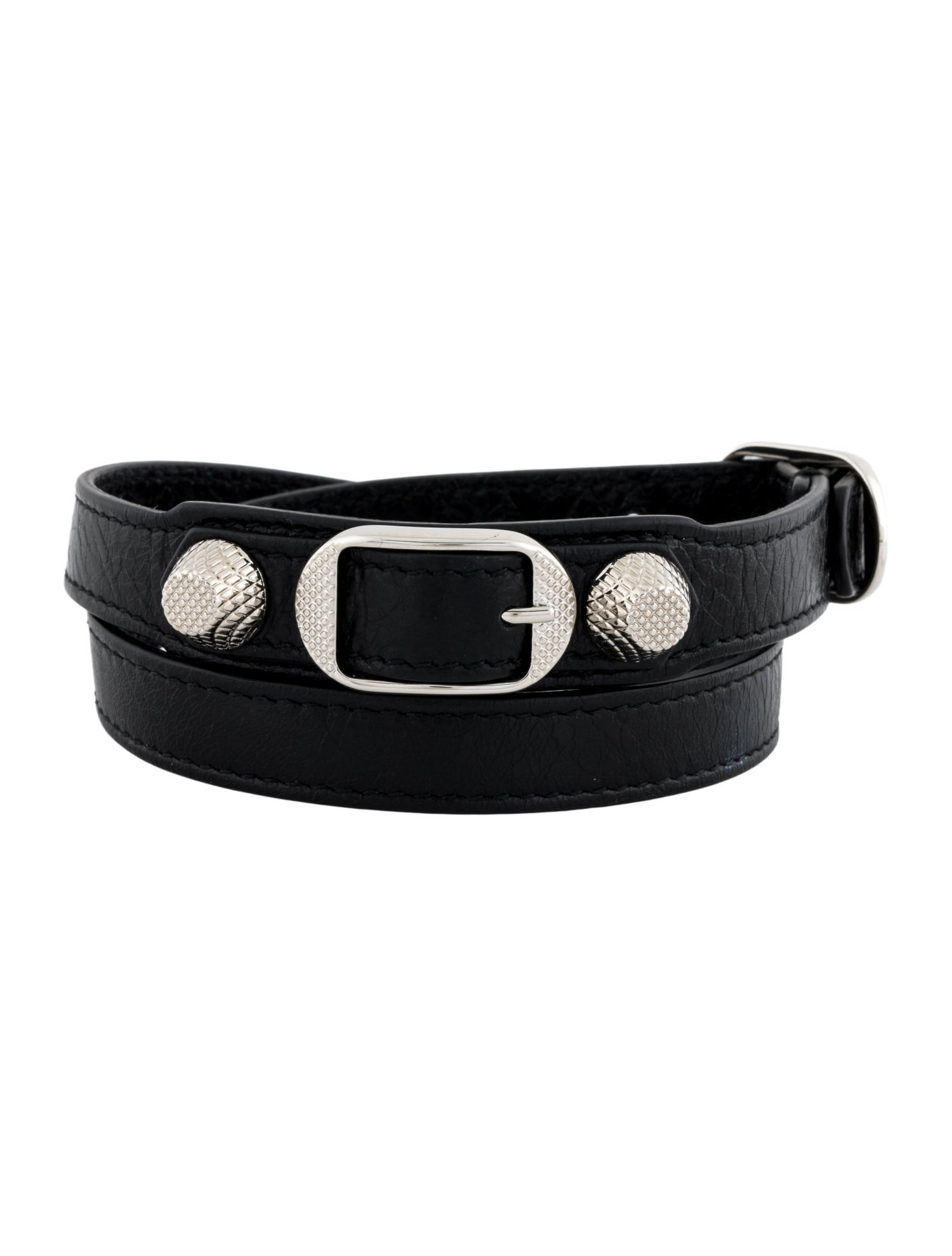 Balenciaga Leather Arena Giant Double Wrap Bracelet