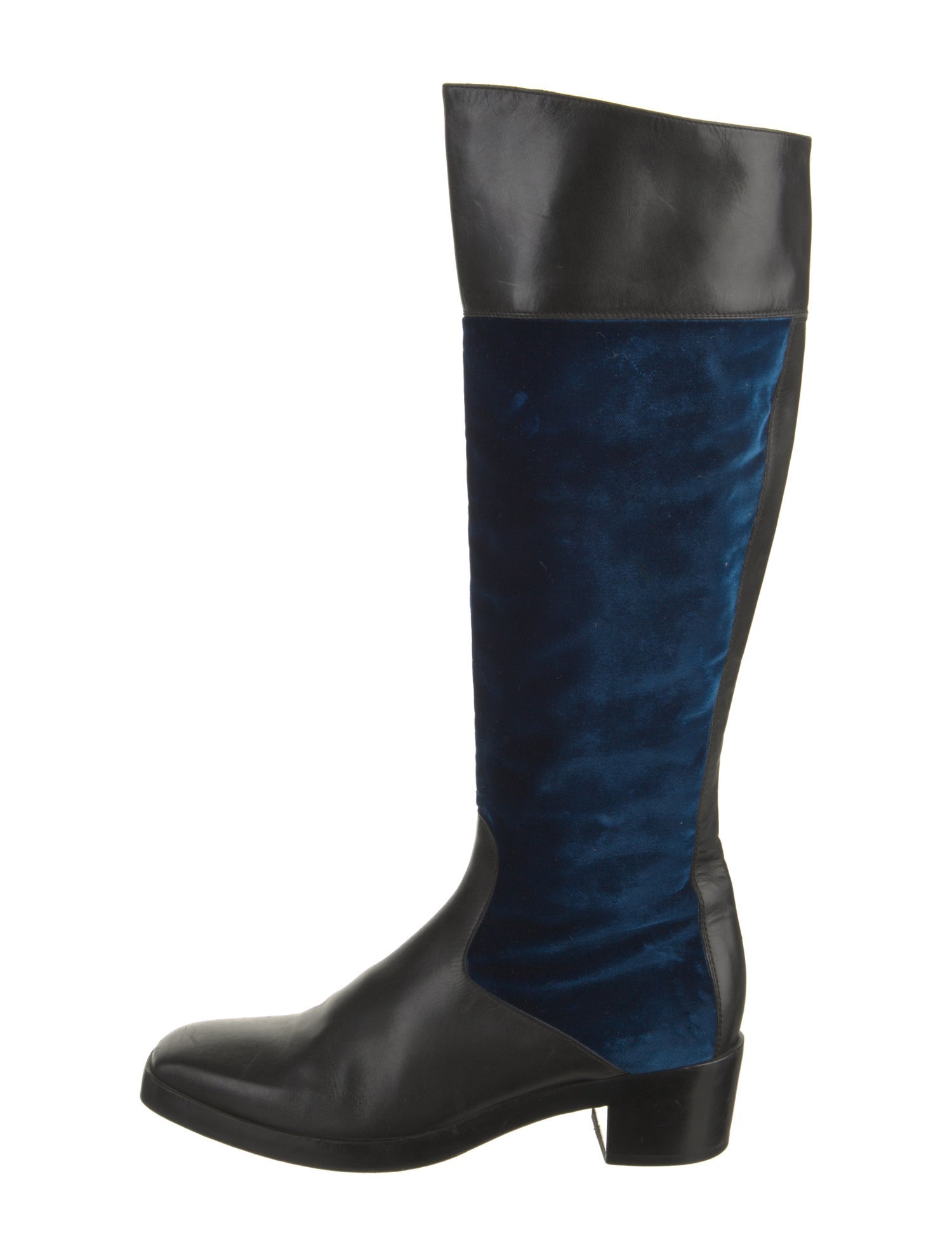 Balenciaga Leather Colorblock Pattern Riding Boots
