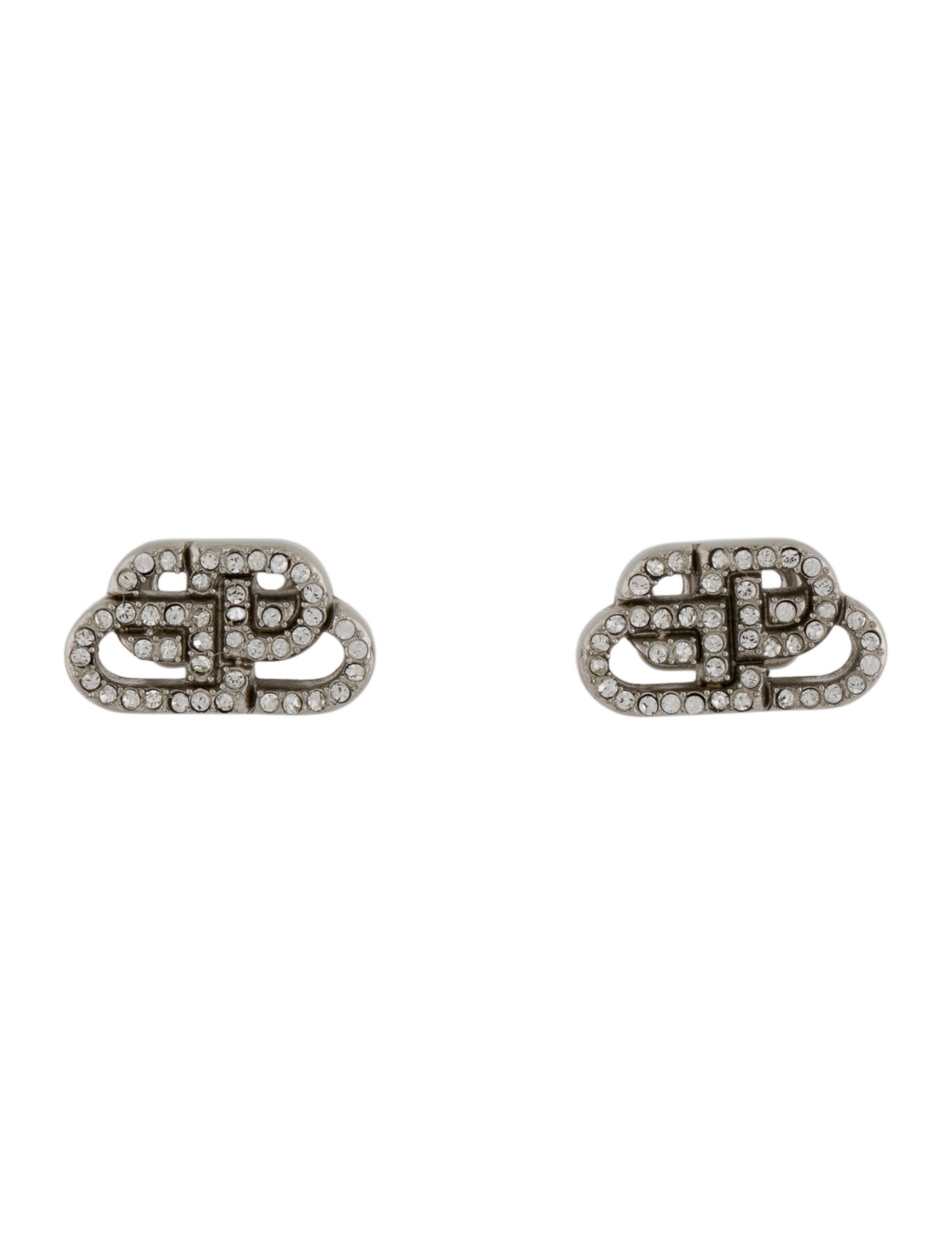 Balenciaga Crystal BB Stud Earrings