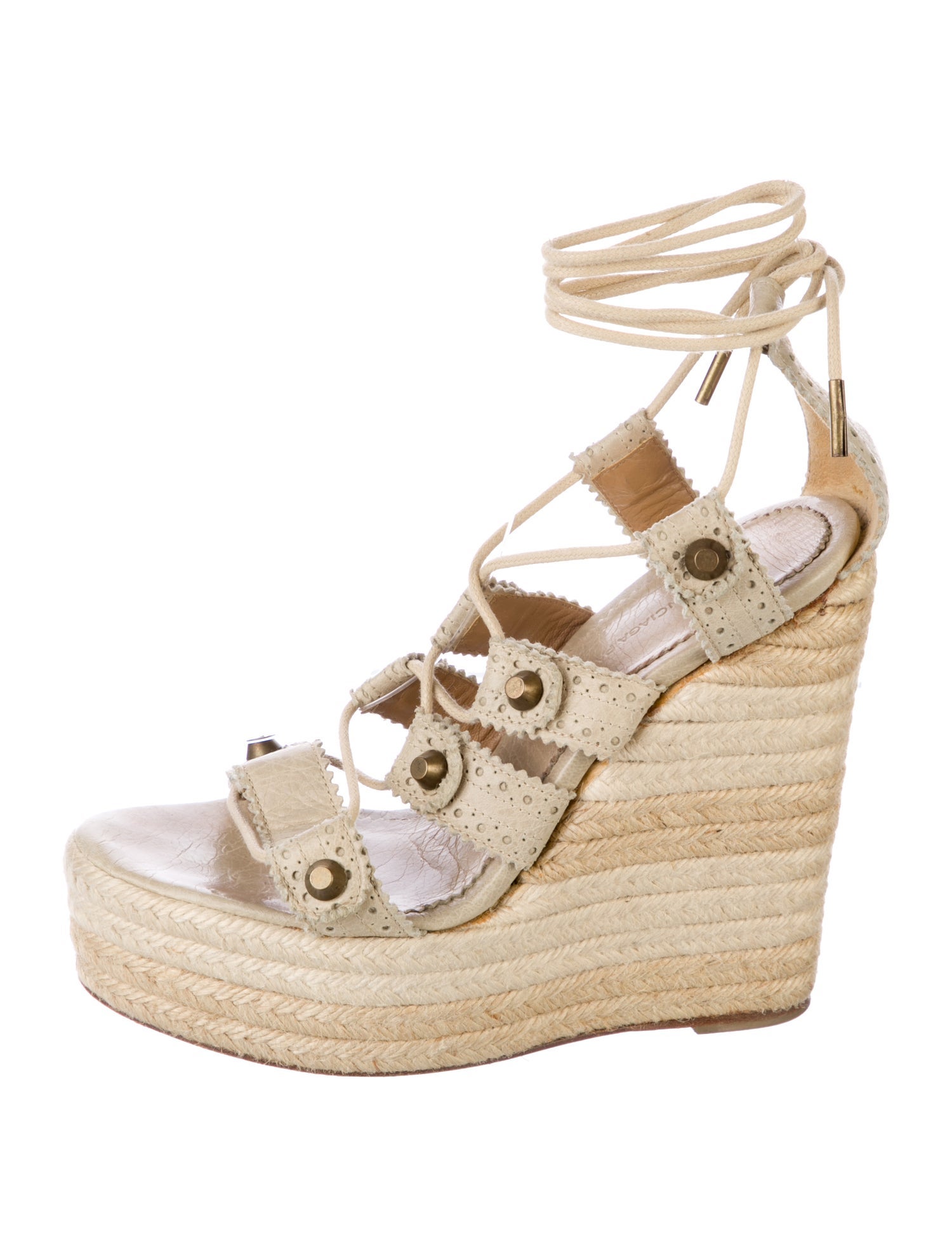 Balenciaga Leather Studded Accents Espadrilles