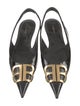 Balenciaga Signature Logo Patent Leather Slingback Flats