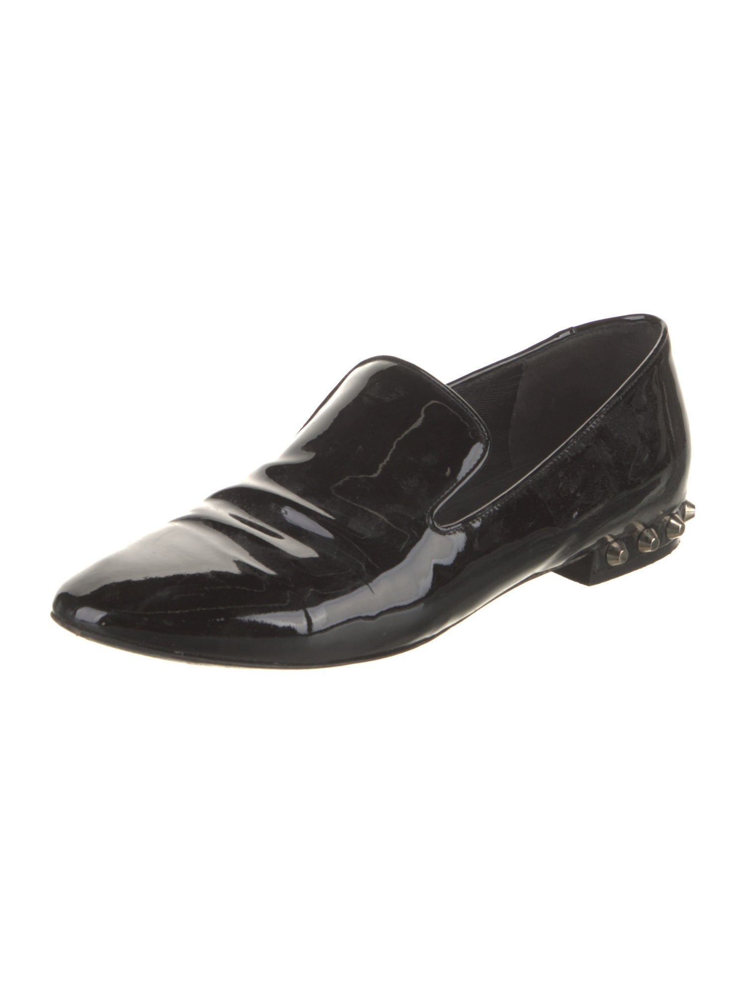 Balenciaga Patent Leather Studded Accents Loafers