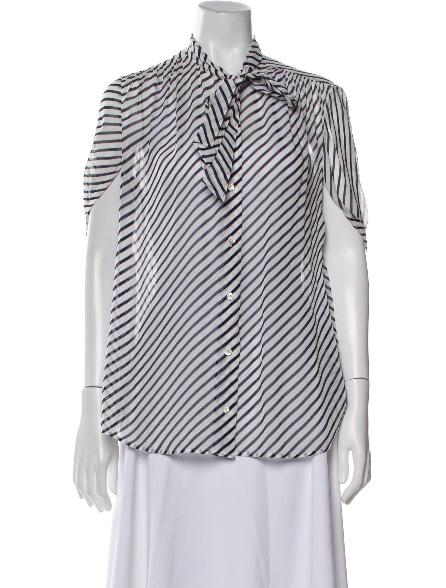 Balenciaga 2018 Striped Button-Up Top