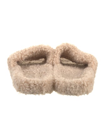 Balenciaga Shearling Graphic Print Slides