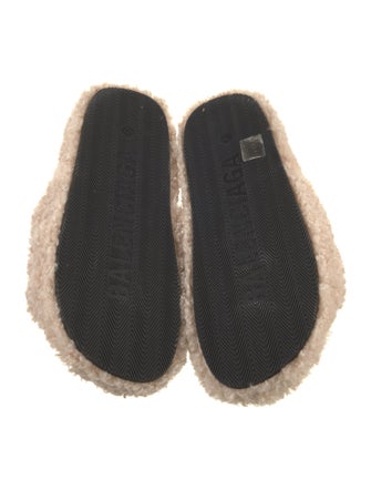 Balenciaga Shearling Graphic Print Slides