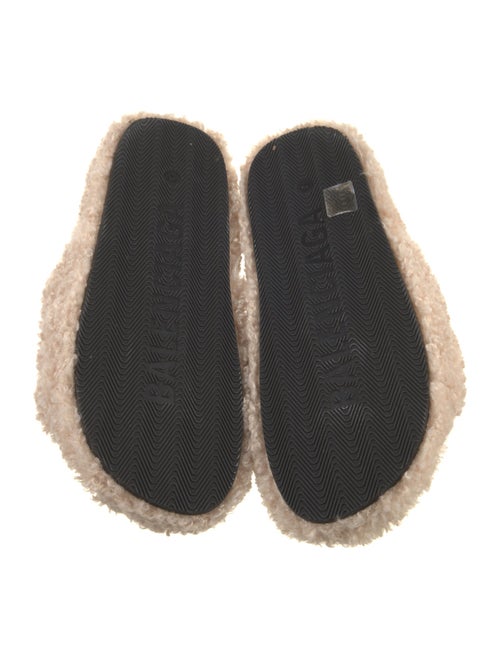 Balenciaga Shearling Graphic Print Slides