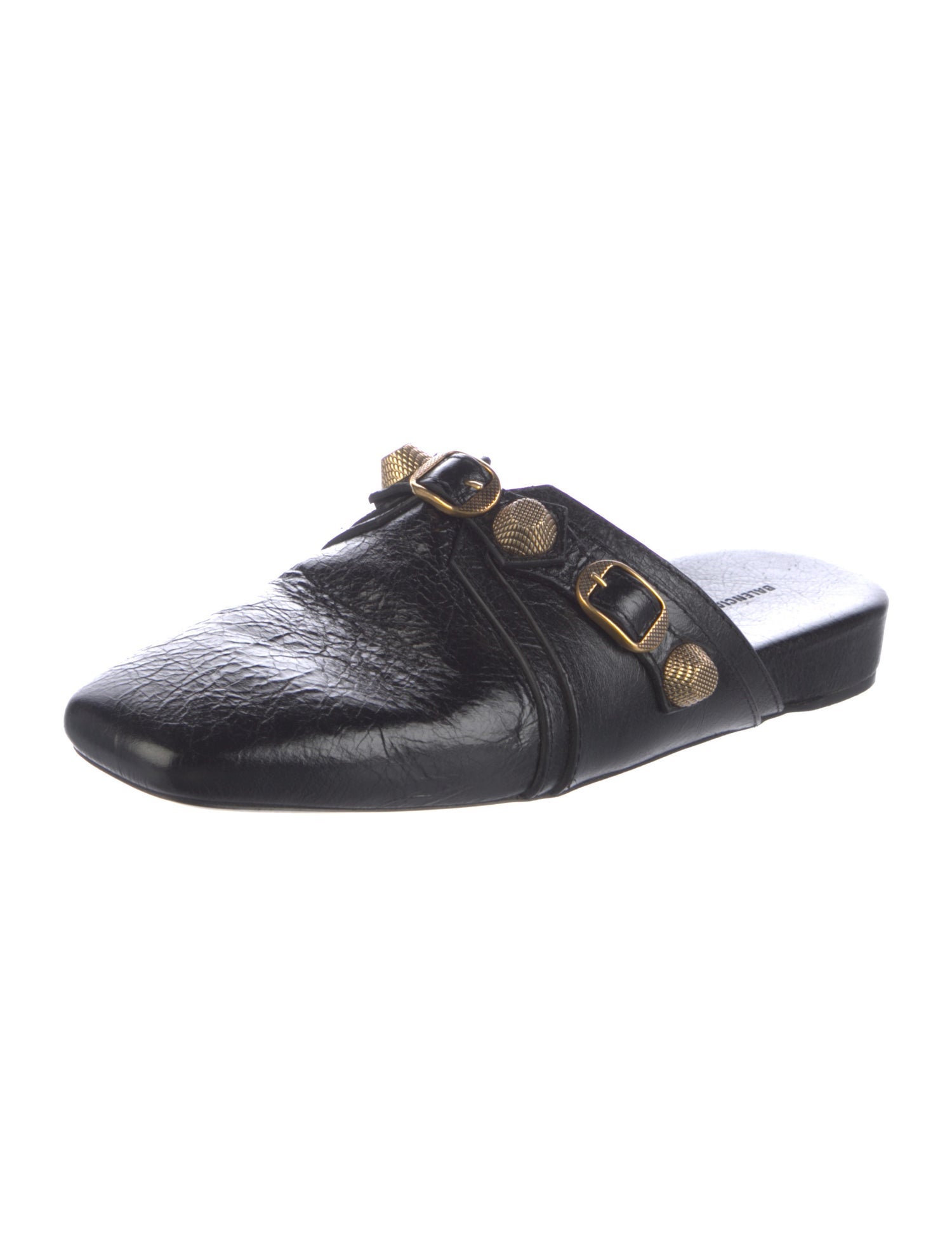 Balenciaga Leather Studded Accents Mules