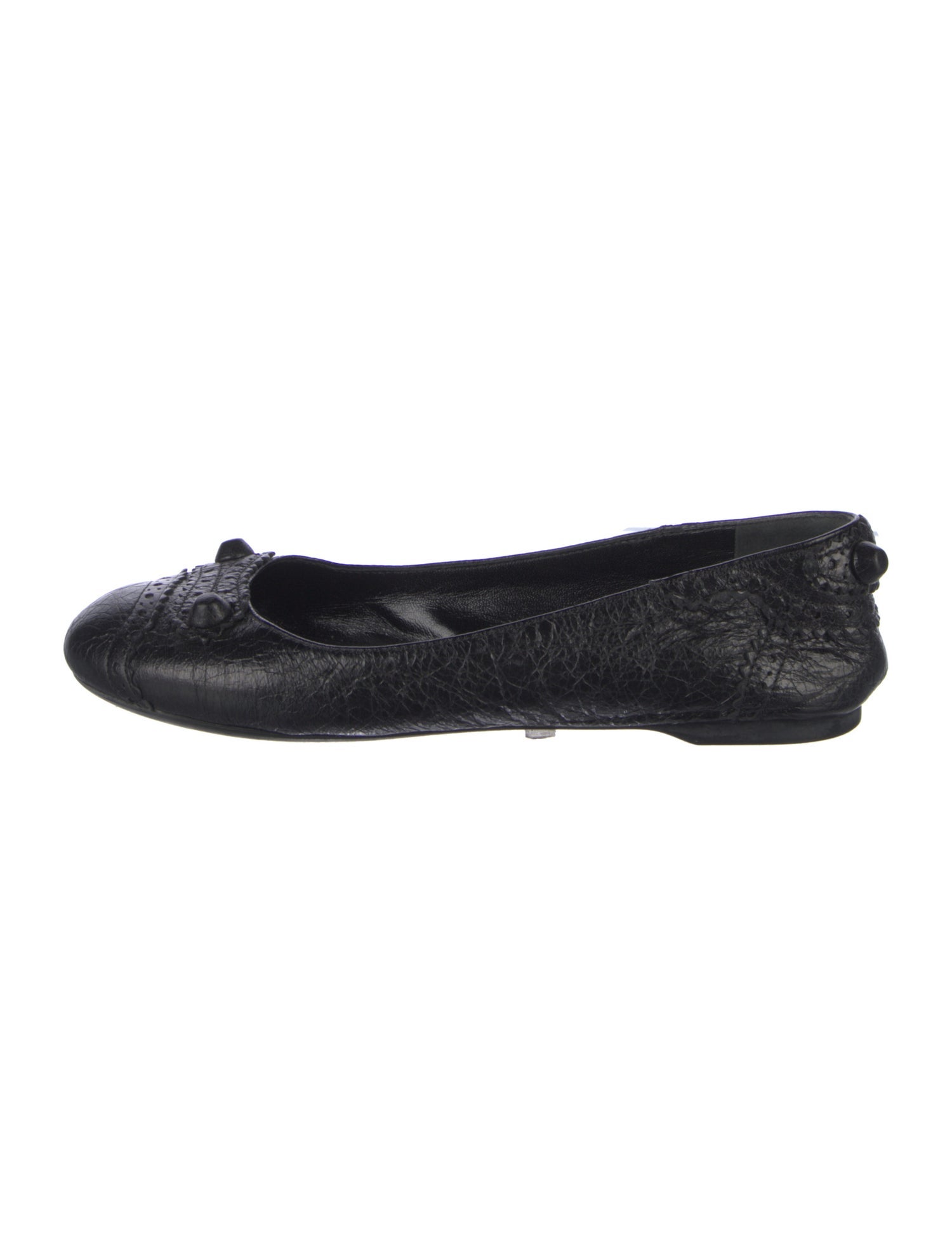 Balenciaga Leather Lasercut Accents Ballet Flats