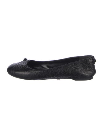 Balenciaga Leather Lasercut Accents Ballet Flats