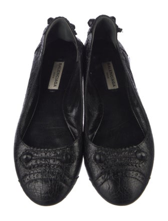 Balenciaga Leather Lasercut Accents Ballet Flats