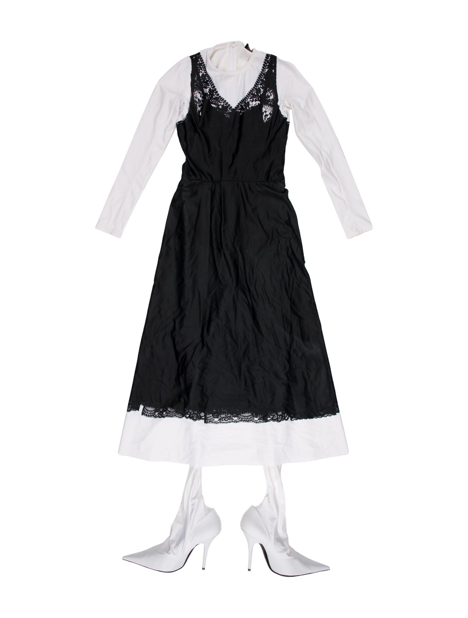 Balenciaga 2022 Layered Lace Trimmed PantaDress w/ Tags