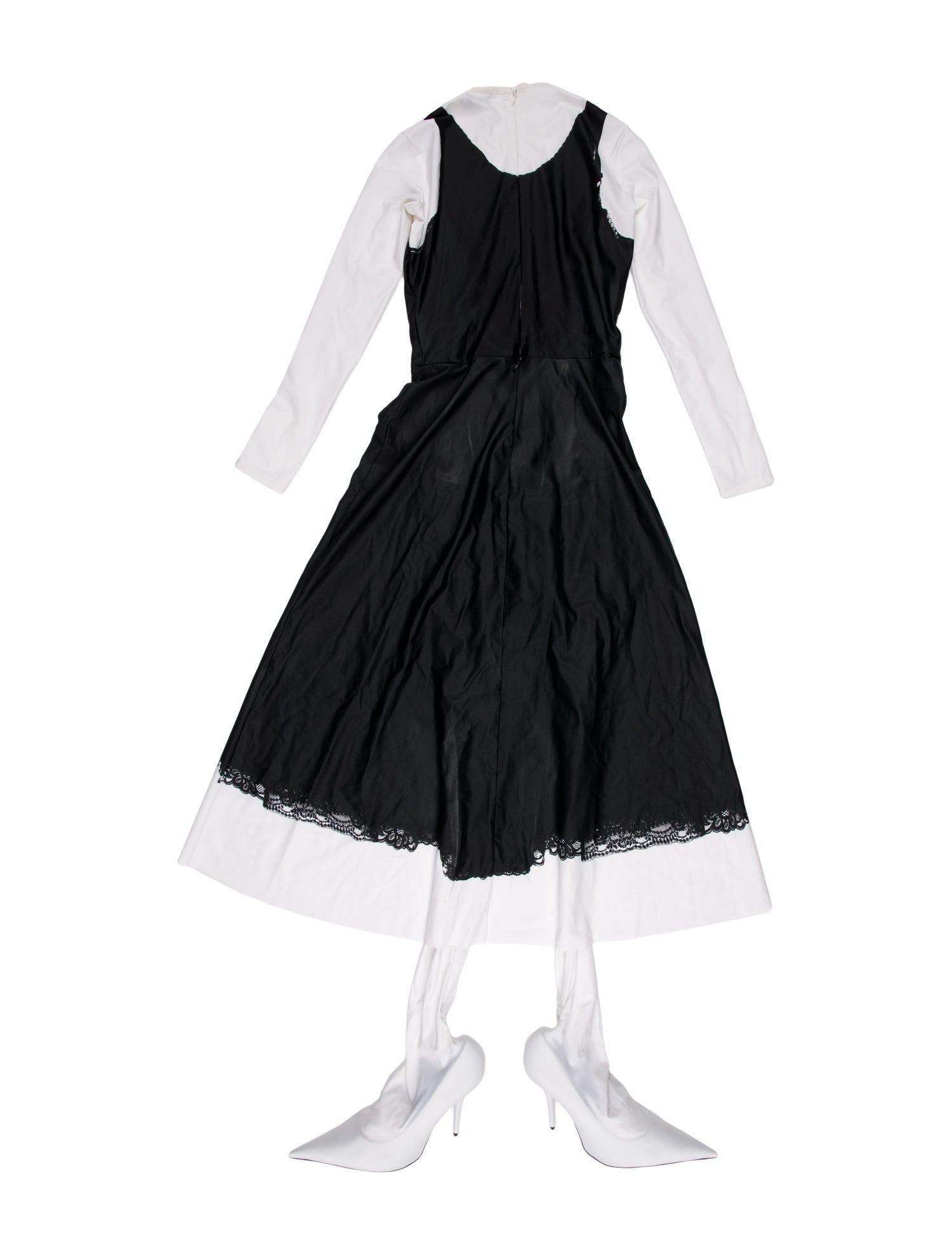 Balenciaga 2022 Layered Lace Trimmed PantaDress w/ Tags