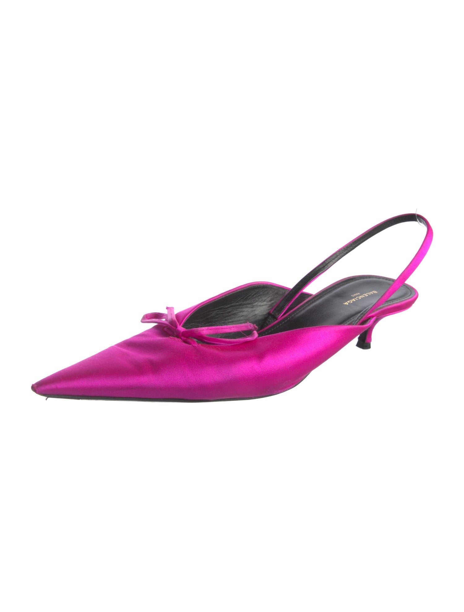 Balenciaga Satin Bow Accents Slingback Pumps