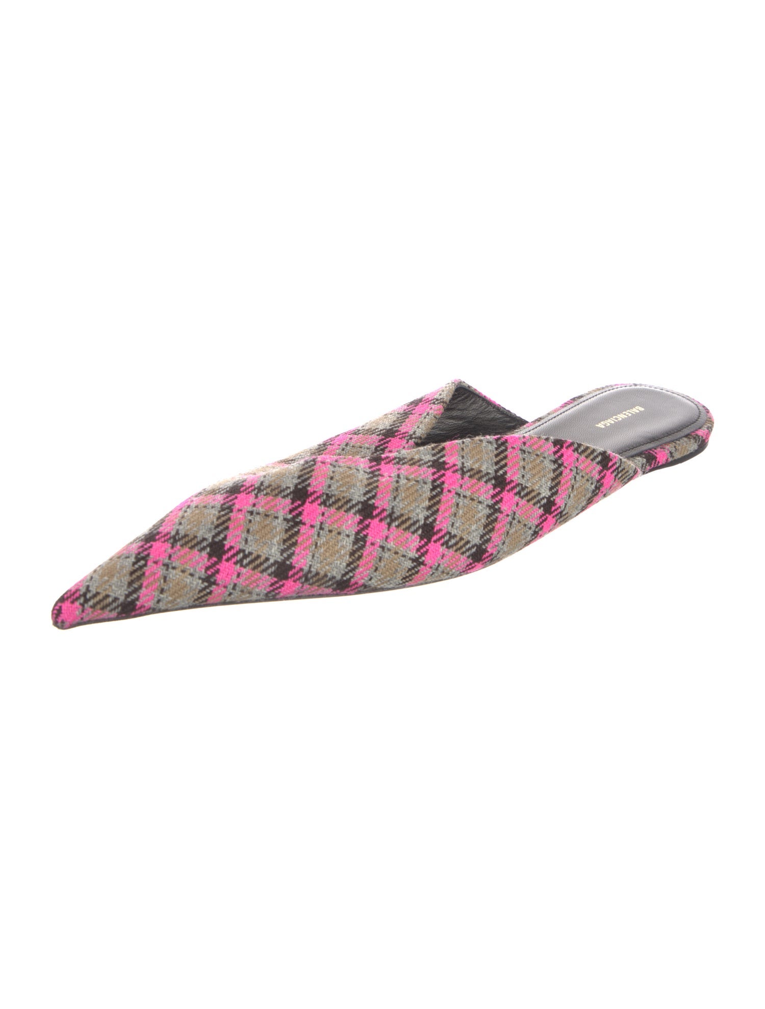 Balenciaga Wool Plaid Print Mules