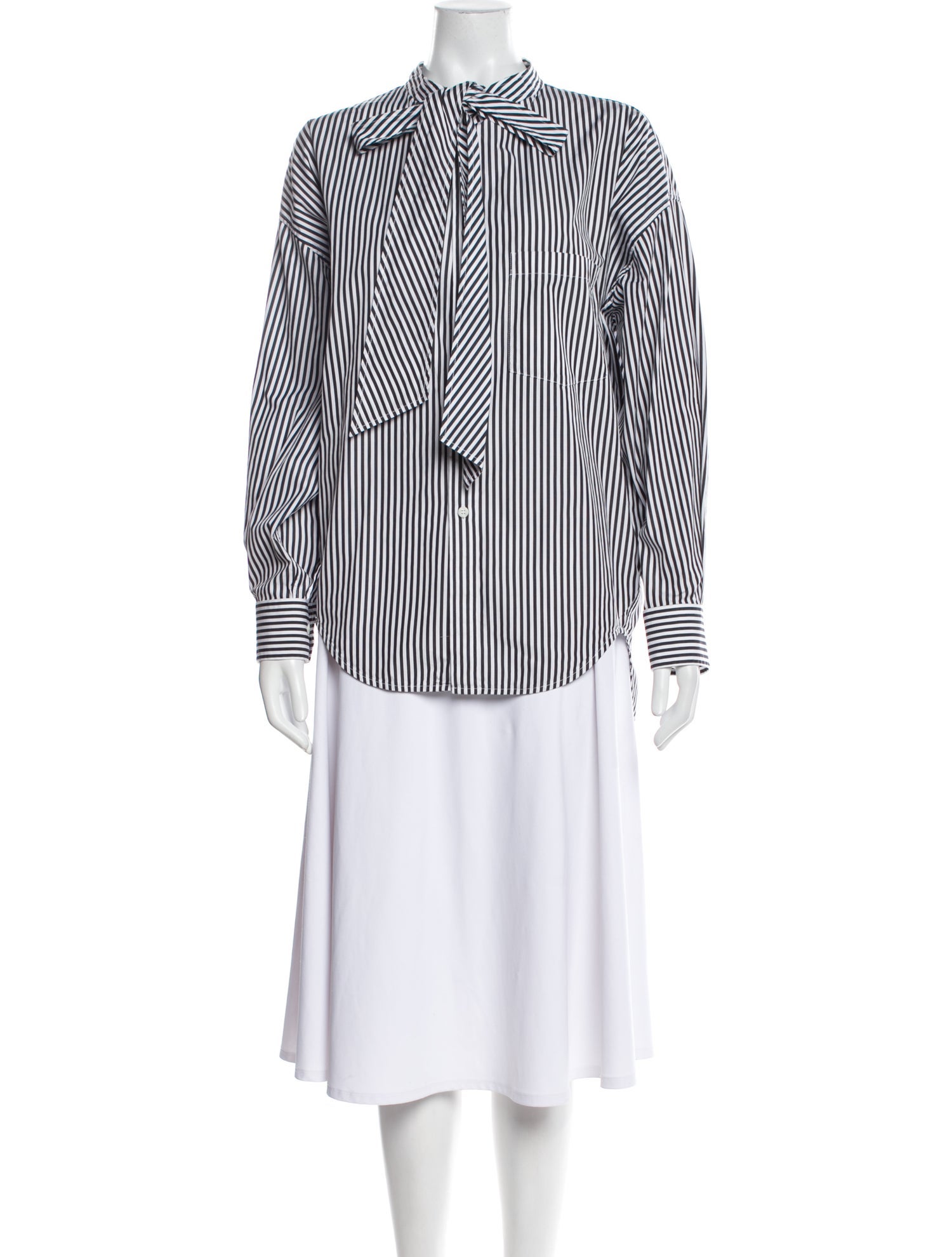 Balenciaga 2018 Striped Button-Up Top