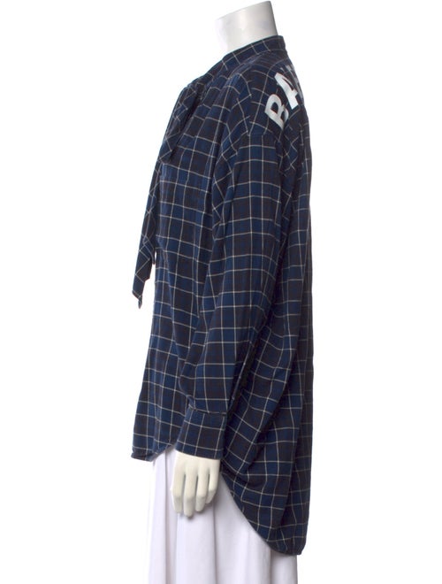 Balenciaga 2018 Plaid Print Button-Up Top