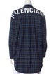 Balenciaga 2018 Plaid Print Button-Up Top