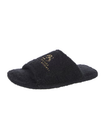 Balenciaga Terry Cloth Embroidered Accent Slides