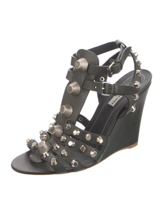 Balenciaga Leather Studded Accents Gladiator Sandals