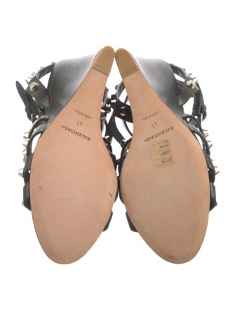 Balenciaga Leather Studded Accents Gladiator Sandals