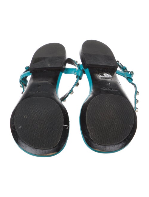 Balenciaga Leather Studded Accents T-Strap Sandals