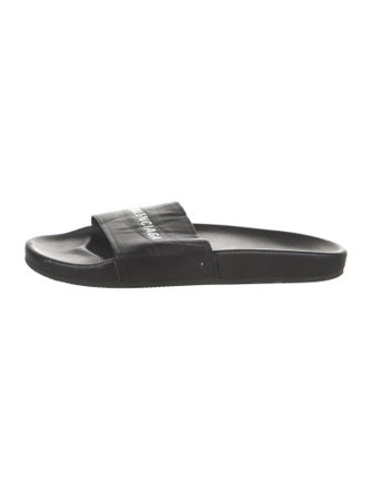 Balenciaga Leather Graphic Print Slides