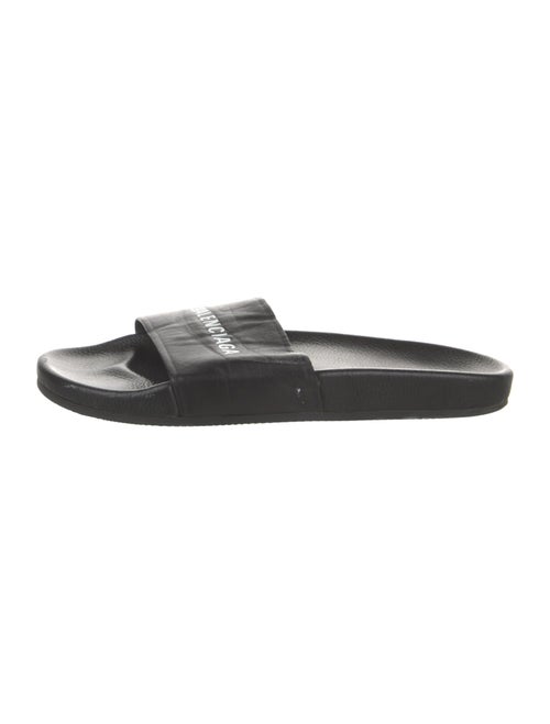 Balenciaga Leather Graphic Print Slides