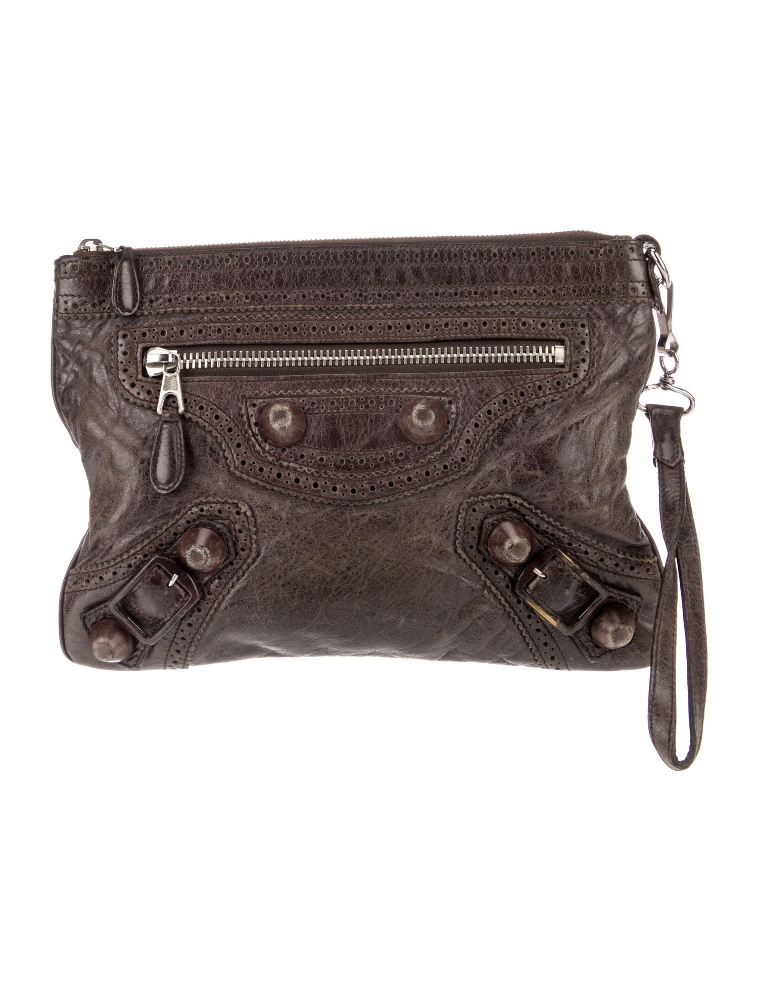 Balenciaga Leather Motocross Clutch