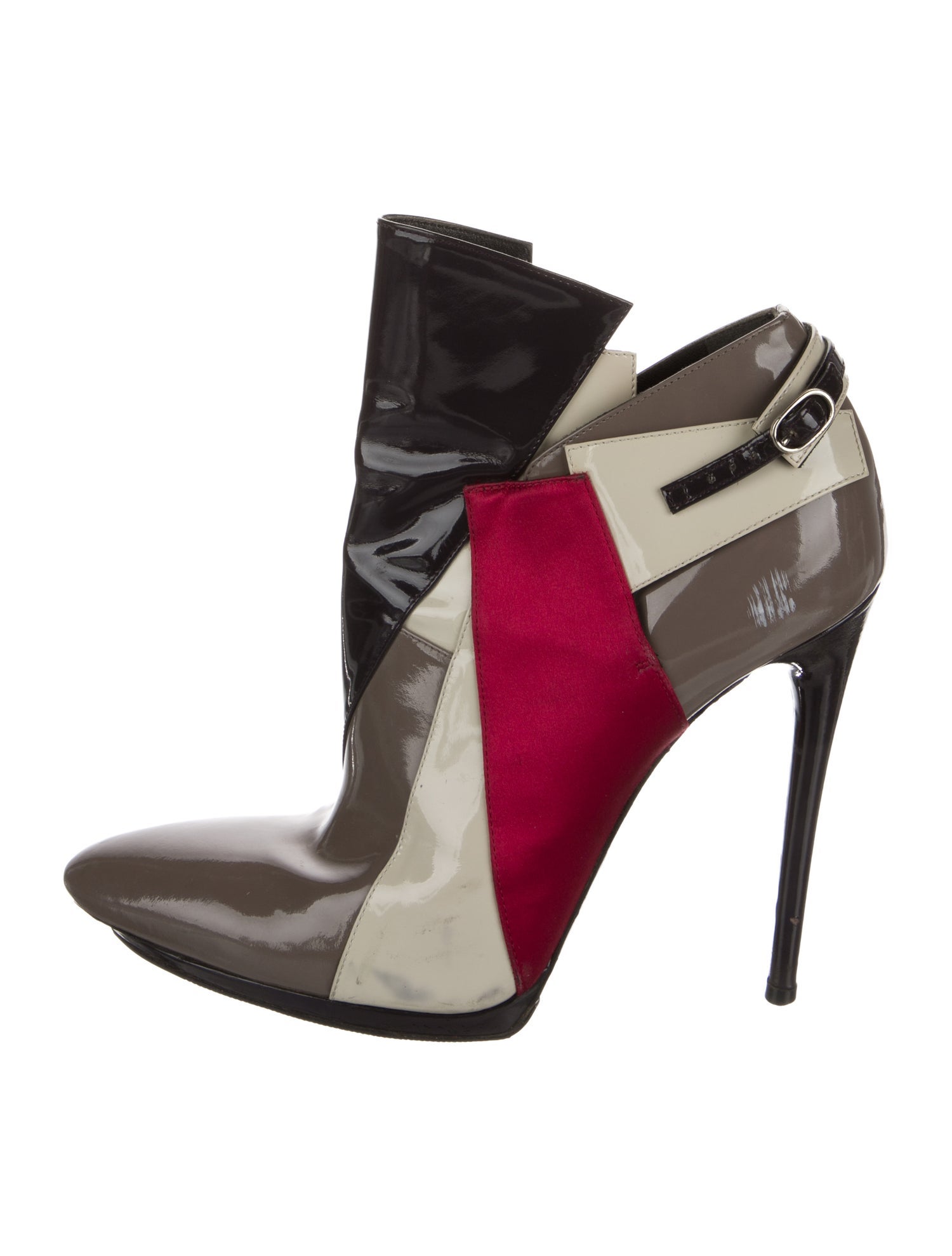 Balenciaga Leather Colorblock Pattern Boots