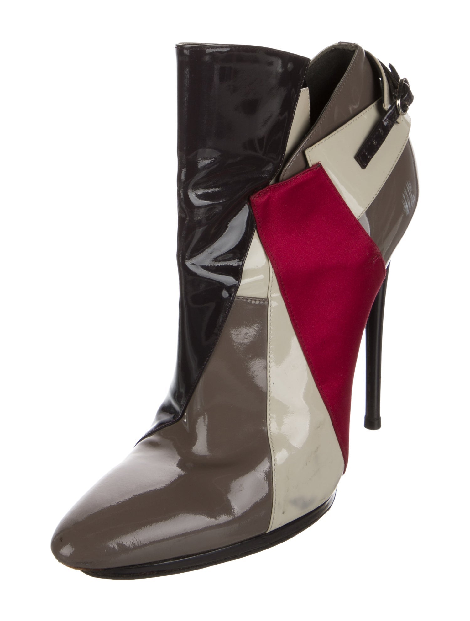 Balenciaga Leather Colorblock Pattern Boots