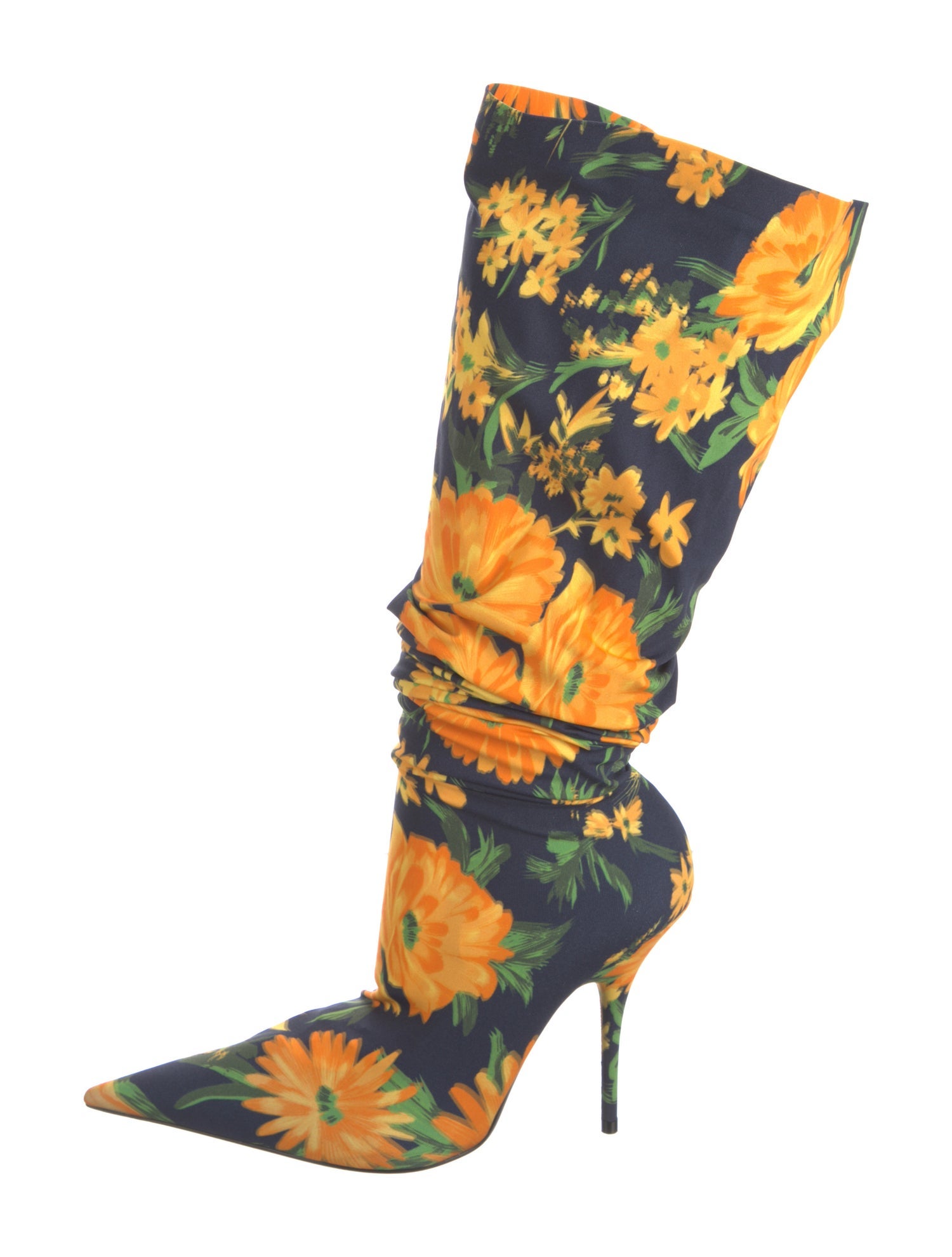 Balenciaga Satin Floral Print Boots