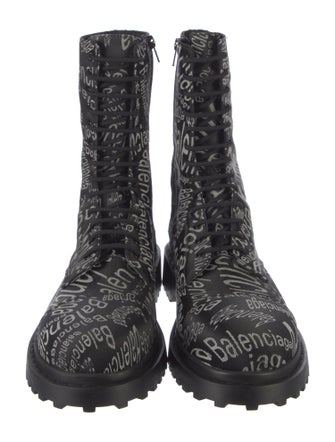 Balenciaga Canvas Printed Combat Boots