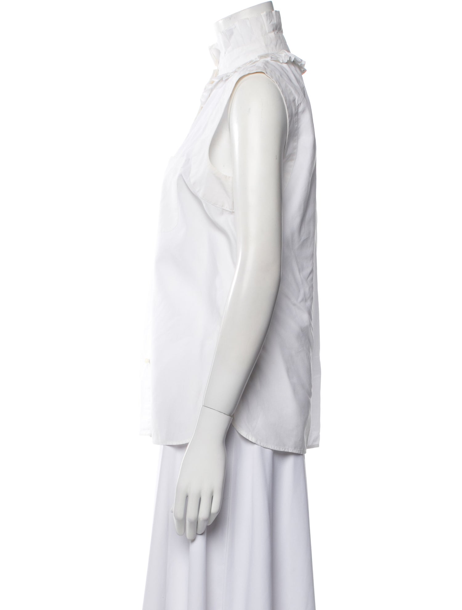 Balenciaga Vintage Mock Neck Button-Up Top