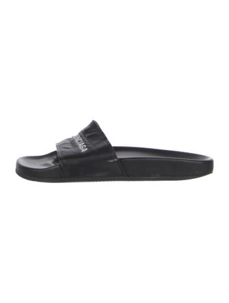 Balenciaga Signature Logo Leather Slides