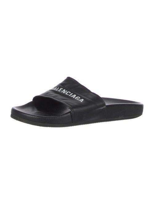 Balenciaga Signature Logo Leather Slides