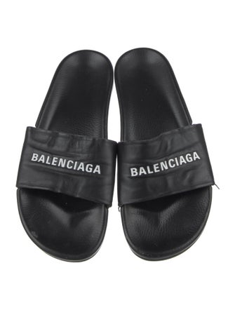 Balenciaga Signature Logo Leather Slides