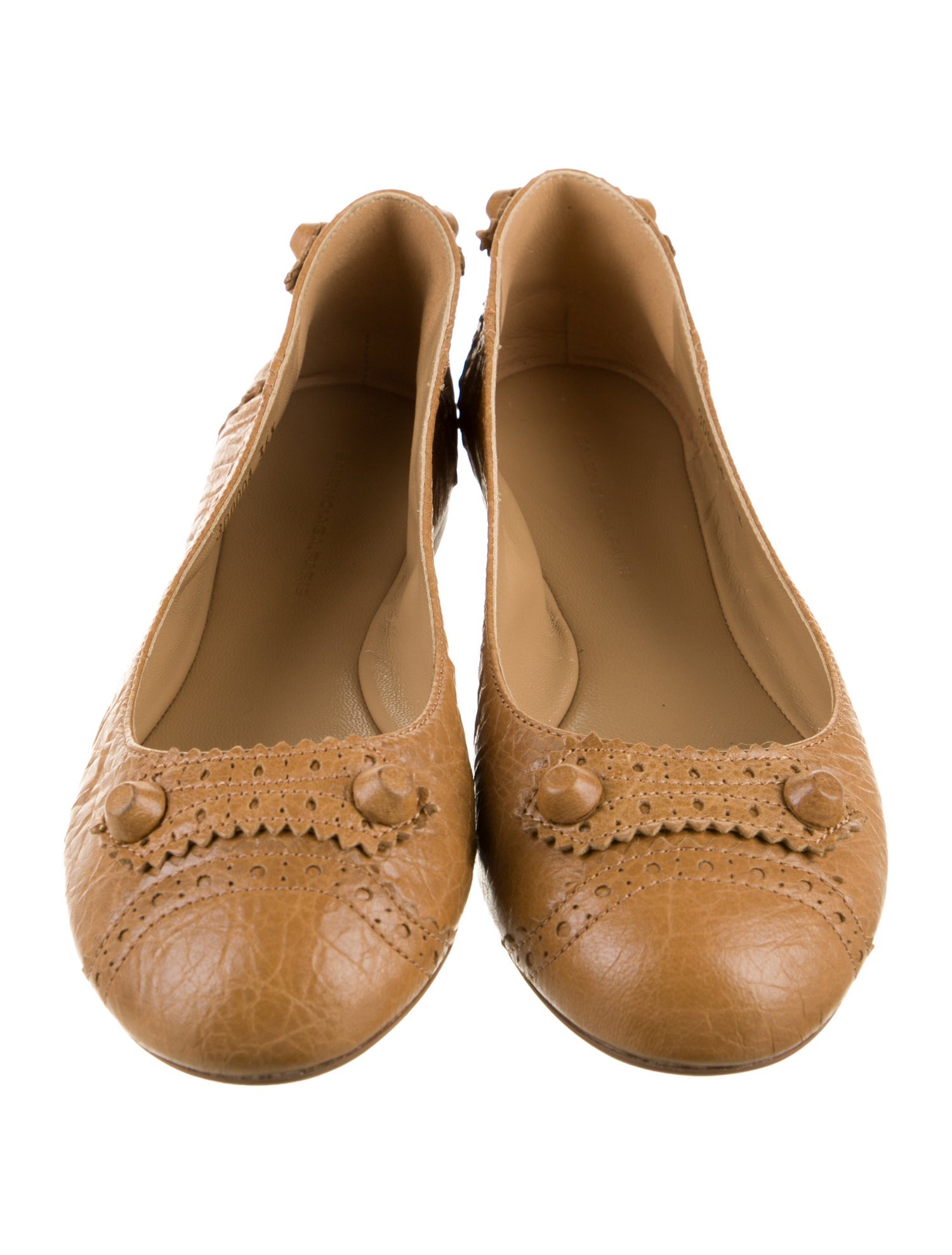 Balenciaga Leather Lasercut Accents Ballet Flats