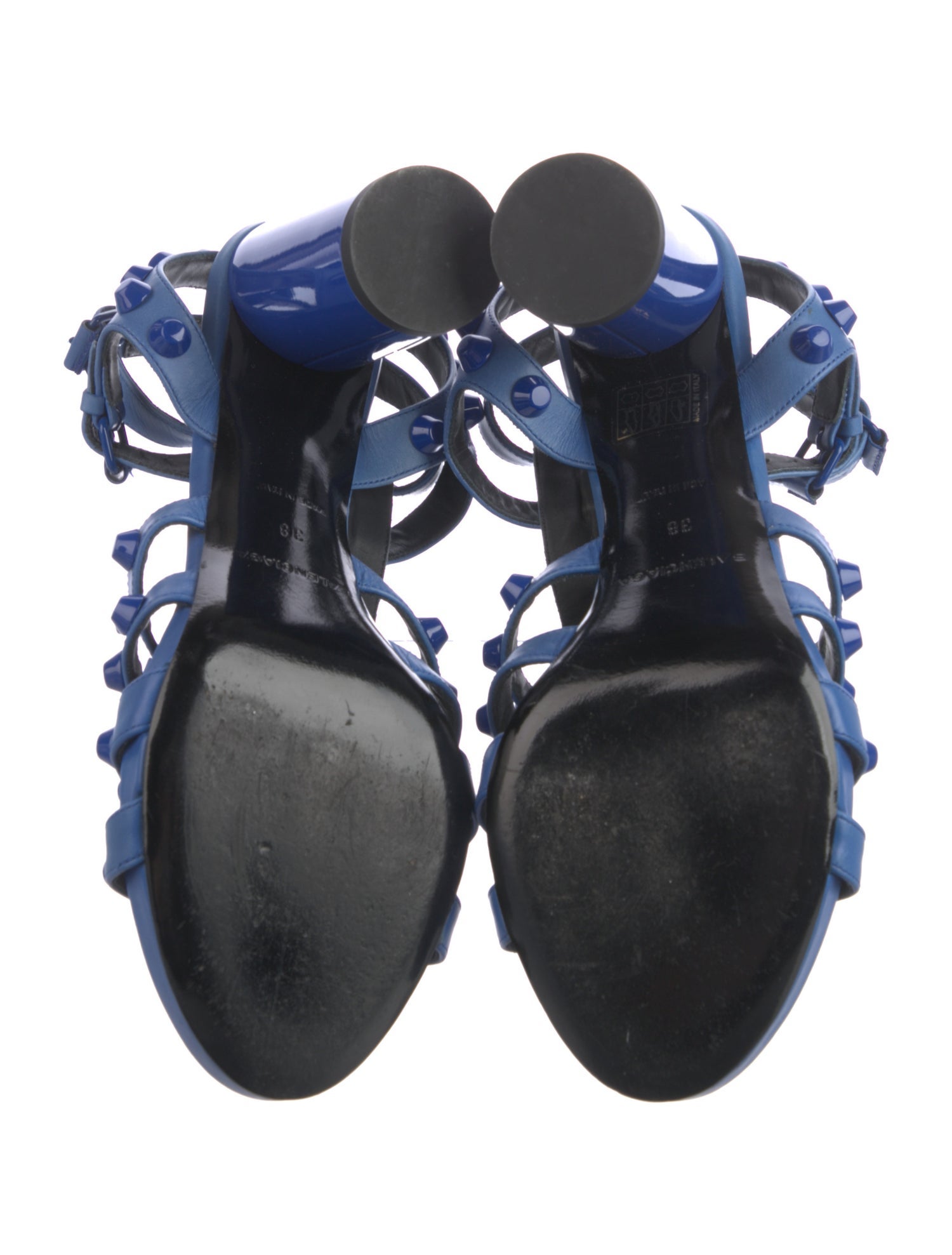 Balenciaga Leather Studded Accents Gladiator Sandals