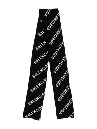 Balenciaga All Over Logo Wool Scarf