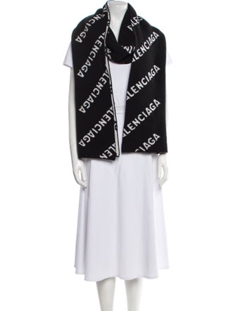 Balenciaga All Over Logo Wool Scarf