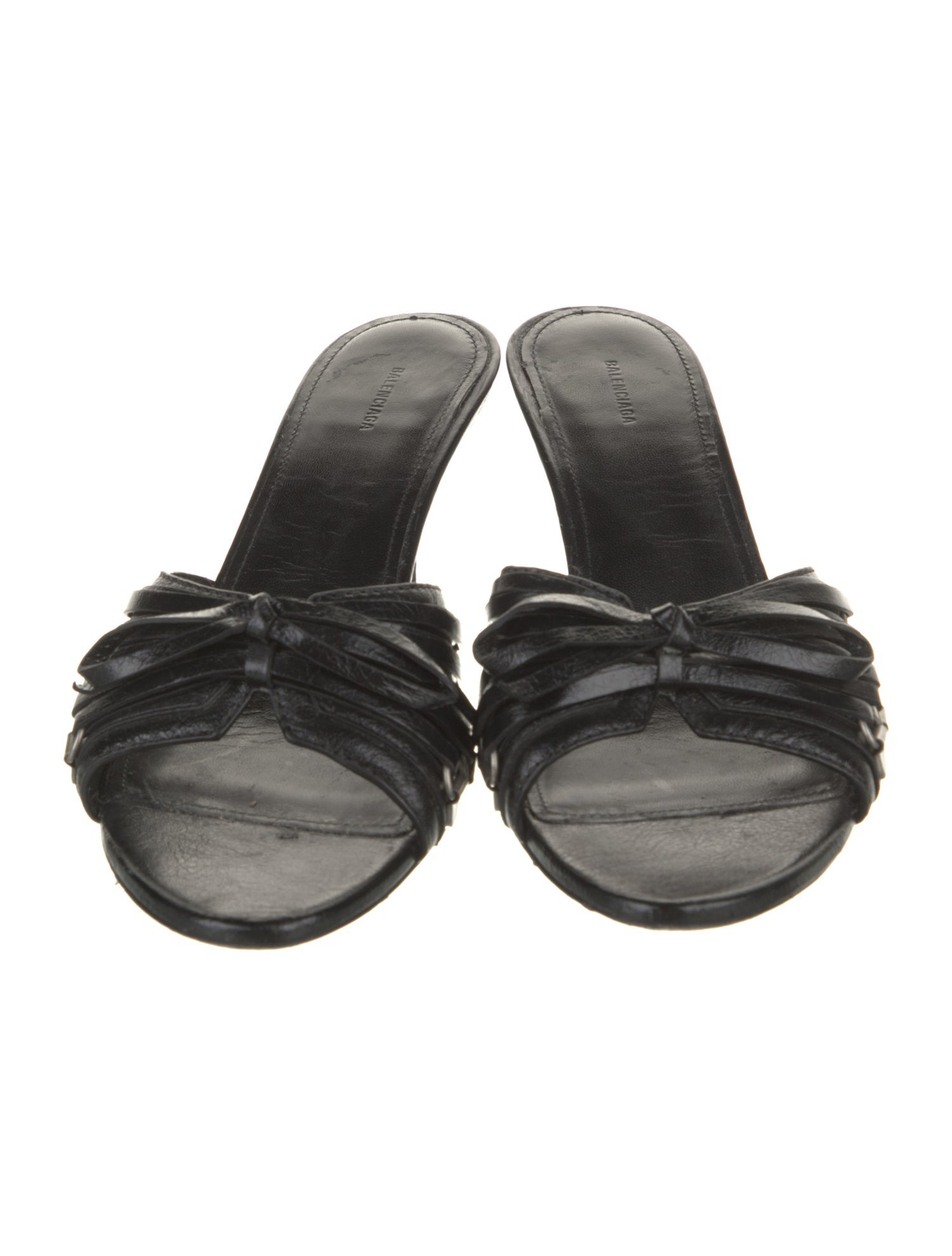 Balenciaga Leather Studded Accents Slides