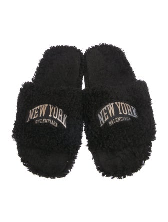 Balenciaga Faux Fur Printed Slides