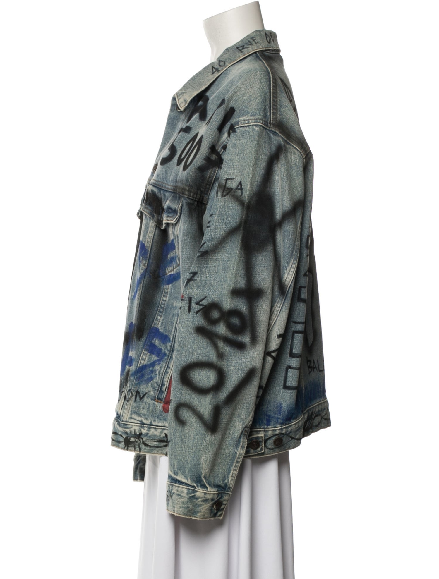 Balenciaga 2018 Printed Denim Jacket