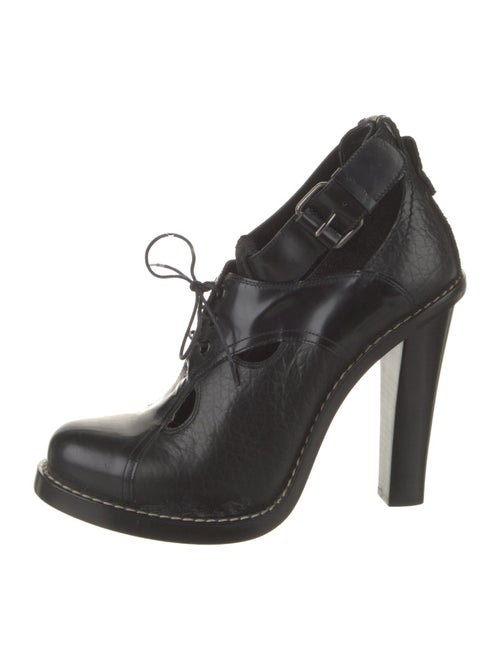 Balenciaga Leather Animal Print Lace-Up Boots